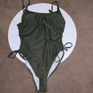 Wome Olive Green One Piece Swimsuit